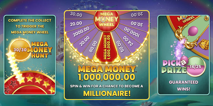 Mega Money Wheel leikur og €1 milljón gullpottur í boði